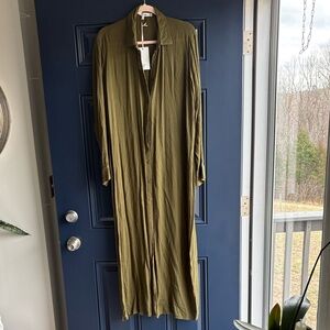 Elegant Olive Green Long Sleeve Dress